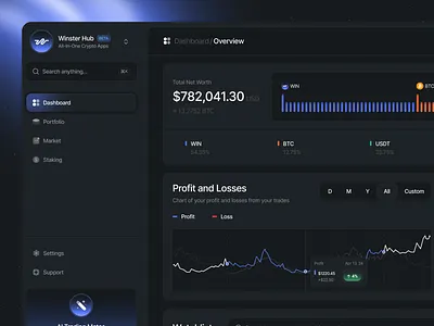 Winster - Crypto Web3 Dashboard analytics bitcoin chart crypto crypto dashboard crypto wallet crypto web3 dark dashboard dark mode dashboard finance investment linear dashboard saas stats trading ui uiux web3 web3 dashboard