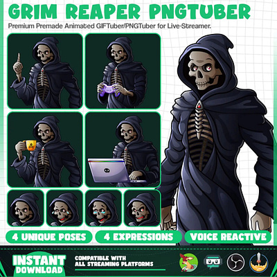 Grim Reaper PNGTuber & GIFTuber Model |Grim Reaper PNGTuber | Mo black male pngtuber