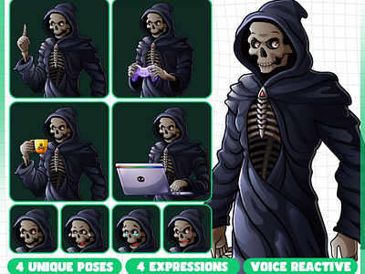 Grim Reaper PNGTuber & GIFTuber Model |Grim Reaper PNGTuber | Mo black male pngtuber