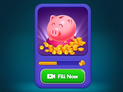 Piggy Bank Game UI Screen, Piggy Bank, Piggy Bank with Coins, design game game coins treasure game illustrations game interfgace game popup game ui illustration pig piggy bank piggy filled piggy game ui piggy illustration piggy with coins piggy with gold coins ui