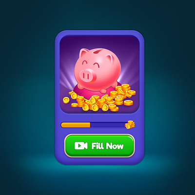 Piggy Bank Game UI Screen, Piggy Bank, Piggy Bank with Coins, design game game coins treasure game illustrations game interfgace game popup game ui illustration pig piggy bank piggy filled piggy game ui piggy illustration piggy with coins piggy with gold coins ui