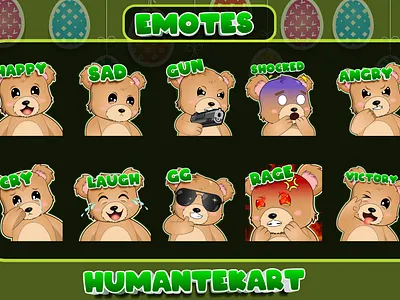 Bear static emotes 3d animation bear branding emotes gaming graphic design kick streaming twitch