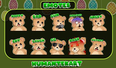 Bear static emotes 3d animation bear branding emotes gaming graphic design kick streaming twitch