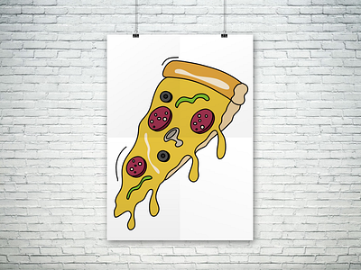 Cheesy Slice of Pizza with Toppings cartoon digital art digital illustration food graphic design illustration pizza vector vector art vector drawing vector illustration