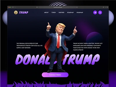 Meme Donald Trump crypto crypto game crypto meme defen meme meme coin meme coin landing page meme coin trump meme coin website meme token meme ui nft pepe roadmap ui ux web design веб дизайн