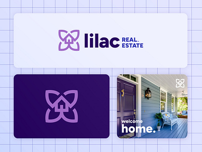 Lilac Real Estate Logo branding flower group home homeowner house lilac logo pink property purple real estate residential