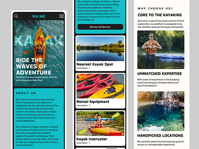 Kajak - Responsive Landing Page iOS Mobile App futuristic ios app kayak landing page mobile apps responsive website revamp landing page service landing page service website sport sport landing page ui water water sport web design website website design website mobile design