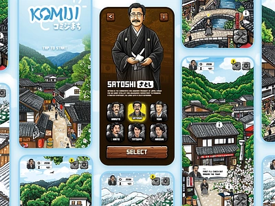 Komiji Town Japanese Cozy Game Concept adventures cozy farm game japan mobile oldtown rural simulator town ui village