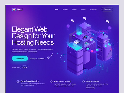 Hosting web design cloud domain domain hosting hosting hosting landing page hosting web isometrics design landing landingpage web design website