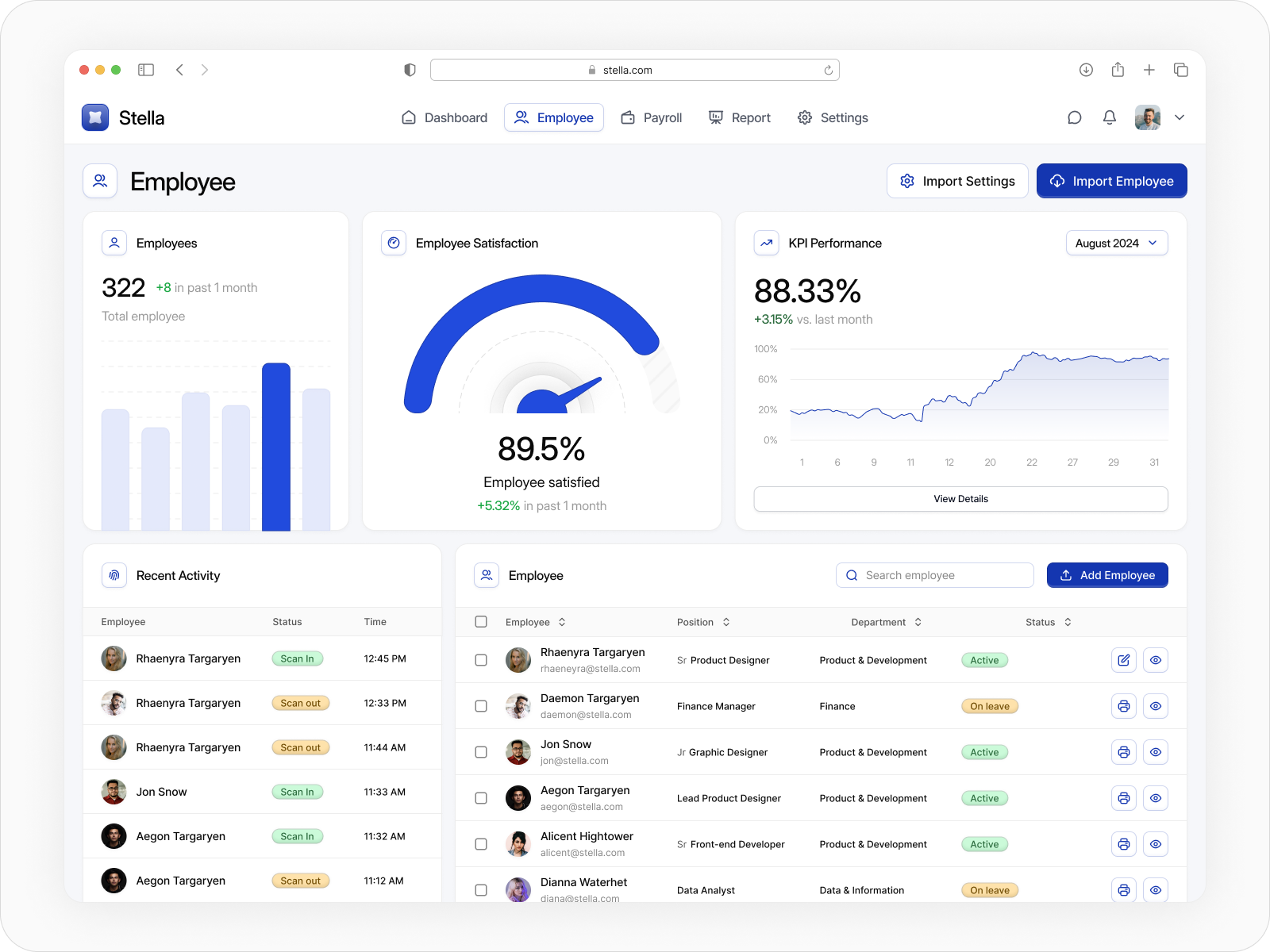 Stella - Employee Dashboard by Arfi Maulana for Pickolab Studio on Dribbble