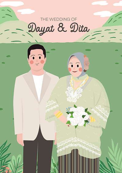 Character Illustration for Dita & Dayat Wedding character illustration