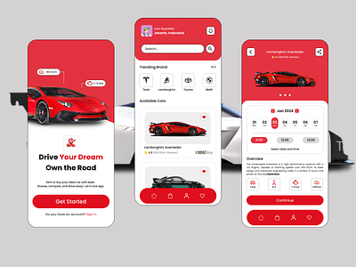 Luxury Car Rental App Design app branding cars design ui