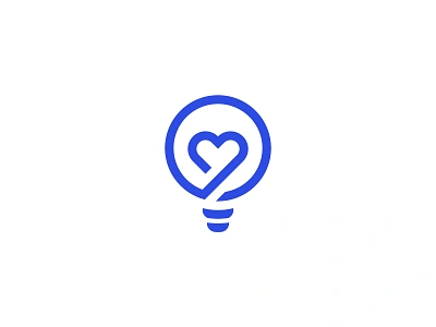 Bright heart logo app branding bulb care digital graphic design heart hospital ideas illustration logo lovers medical center modern relationship romantic teach tinder trends vector