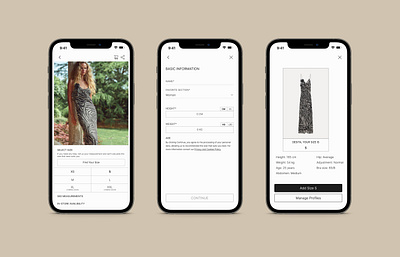 Sizing Screens - Fashion Ecommerce app design size screen ui uiux ux