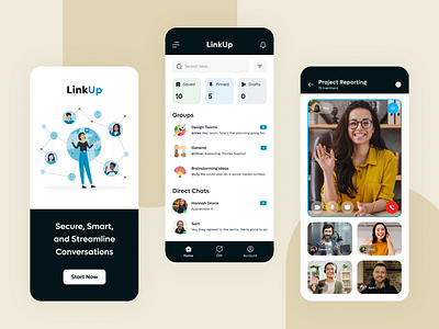 Business Communication App app design business communication app business training clean communication app conceptual meeting events app group chats grouping chat meeting ui minimal app mobile app mobile clean ui product design social app uiux user interface video conference ui virtual event webinar