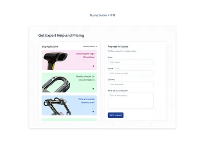 Buying guides + RFQ ↓ b2b figma rfq ui web design