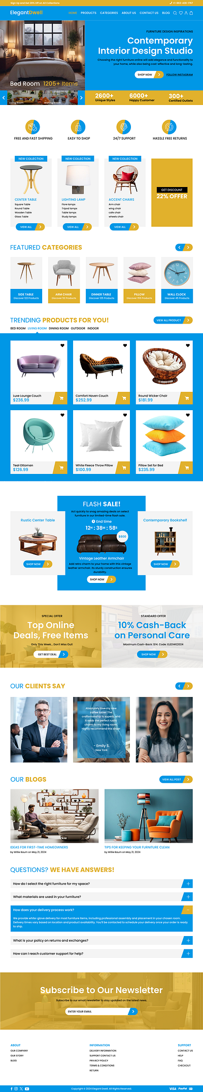 Furniture eCommerce Store Design e commerce furniture home decor interior design landing page ui website