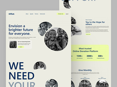 Virtus - Nonprofit Charity Landing Page charity child fundraise donation fundraise ngo non profit nonprofitlandingpage trending shot ui uidesign uiux webpage webui