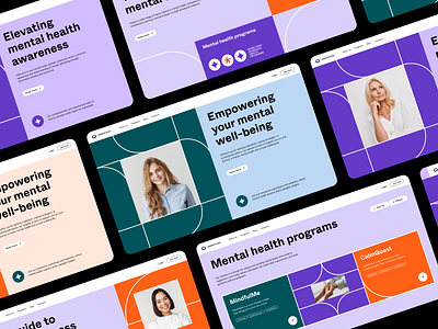 Mental Health Website body healthylyfestyle landing page medical care mental mental health mindfulness mindset motivation product design selfcare stress therapy ui ux uxui website wellness