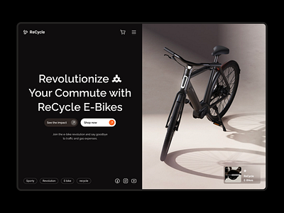 Recycle E-Bike for the Enviroment (Hero section) design idea e bike website hero layout ui ui practice website design