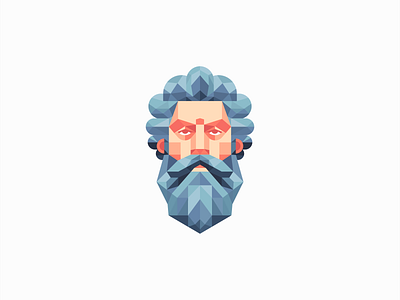 Geometric Zeus Logo barber beard branding design emblem geometric god greek icon identity illustration logo low poly man mark mythology portrait symbol vector zeus