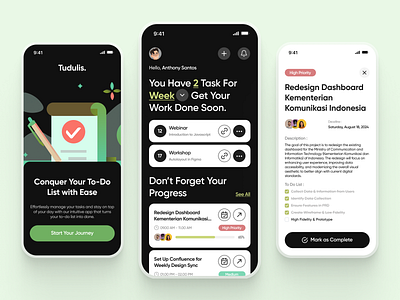 Tudulis - Task Manager App app app design ui kit app illustration daily task dashboard graphic design mobile app mobile app design organize app planner product design productivity app sas task management task management mobile app task manager todo todolist tracker uiux