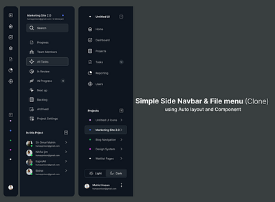 Side Navbar & File menu graphic design ui ux