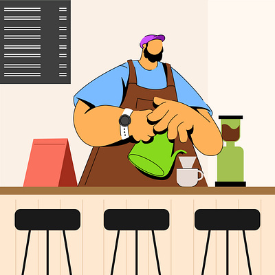 Barista Coffee barista barista coffee cafe coffee flat illustration graphic design illustration vector