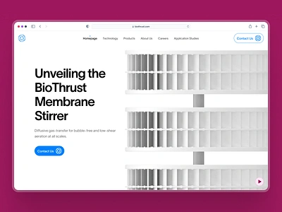 biothrust: The Bionic Bioreactor | Technology Hero UIUX bioreactor bioreactor landing page biotech biotech landing page biotech ui biotech web design biotech website biotechnology website blue clean dark red hero design hero section minimal modern resopnsive science landing page science website web development webflow