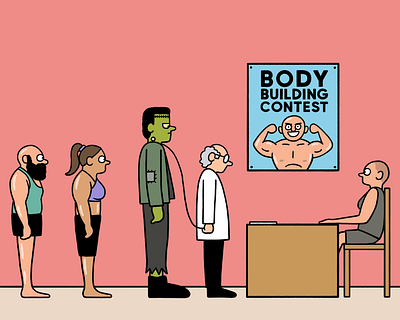 Body building cartoon cartoonist design funny funny cartoon funny illustration humor illustration