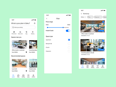 "Rent Office: App Concept Design for Your Ideal Short-Term Space app design cozy office rent office room ui design ux design