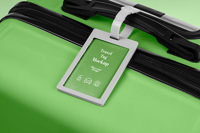 Suitcase Tag Mockup branding design graphic design label logo mockup product tag travel