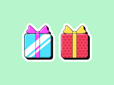 Giftbox stickers art birthday bonus box cartoon donation gift giftbox giveaway holiday icon illustration pop present prize retro reward sticker surprise vector