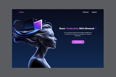 HelpBot || Landing Page ai design ai interface ai personal assistance artificial intelligence design digital assistance e commerce landing page personal assistance smart assistance tech design tech ui ui ui design user interface web design