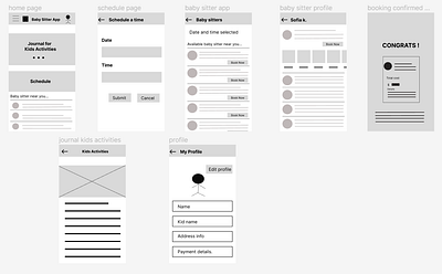 Baby sitter app design product design typography ui ux wireframe