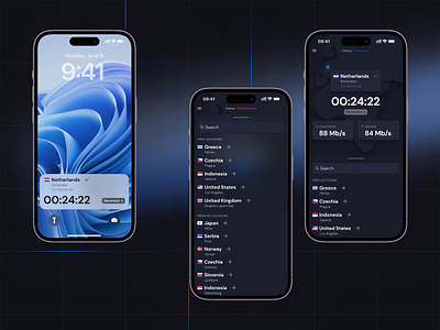 VPN — Mobile App UI Design app app design clean experience design functionality minimal mobile app mobile design ui design ux design vpn vpn app widget