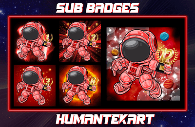 Astronaut sub badges 3d animation astronauts followers gaming graphic design kick logo streaming subbadges twitch