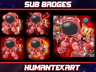 Astronaut sub badges 3d animation astronauts followers gaming graphic design kick logo streaming subbadges twitch