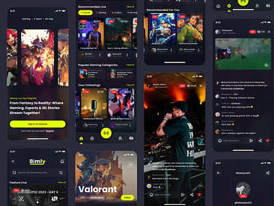 Bimly - Streaming Mobile Design darkmode game gaming live streaming streaming video