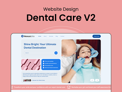 Dental care service website UI design V2 application branding clinic creativity dental care website dentist design landing page minimal design mockup service website services ui ux design website homepage