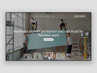 Drywall Company Website company design drywall figma hero hero section landing page ui ux web design website