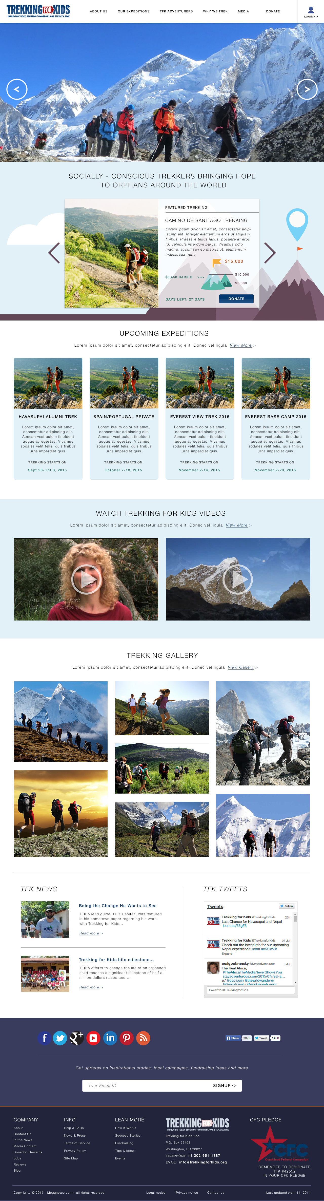 TrekkingForKids Website Redesign & Development branding landing page online branding social media graphics ui web design