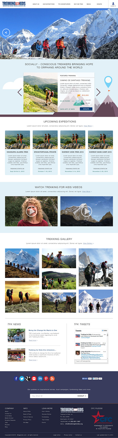 TrekkingForKids Website Redesign & Development branding landing page online branding social media graphics ui web design