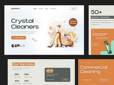 Cleaning Service Website clean clean web cleaner cleaning cleaning service cleaning website design home care home cleaning service home support housekeeping landing page maid mop service simple ui uxui web design website design