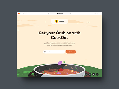 Waitlist page design food illustration landing page order ui web website