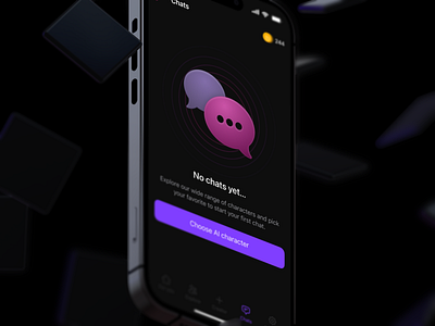 Chats Empty State | Pheon chats dark dark theme empty state mobile ui