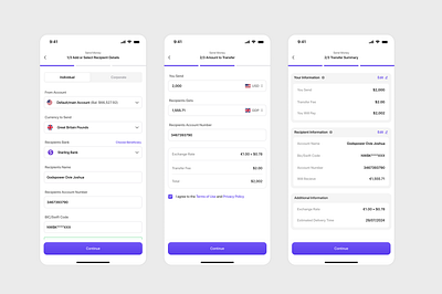 Transfer Money: fintech Application mobile design product design ui web design