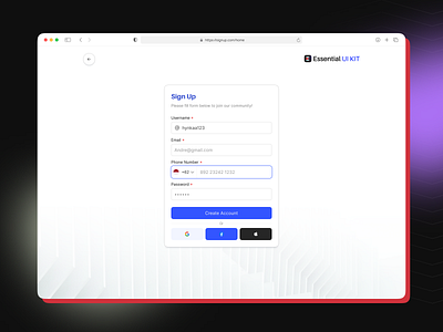 Sign Up - Essential UI KIT accessibility designguidelines designops designstandards designsystem designtokens digitalproduct productdesign responsivedesign uicomponents uidesign uiux userexperience uxdesign webdesign