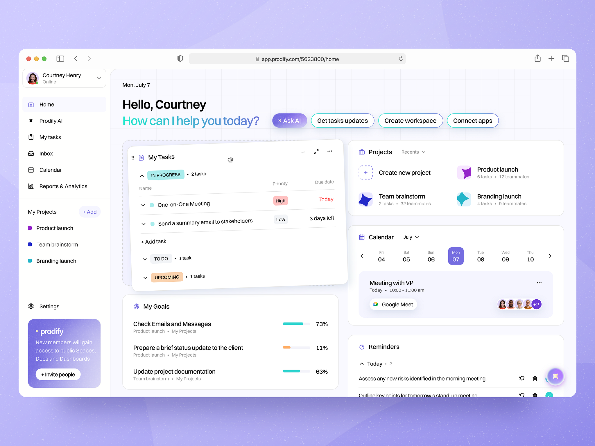 Prodify - AI Dashboard App UI Design by Phenomenon Product for ...