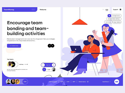 TeamManag - Project Management Dashboard ai app design employee header kpi landing page management project saas task team ui ux web app